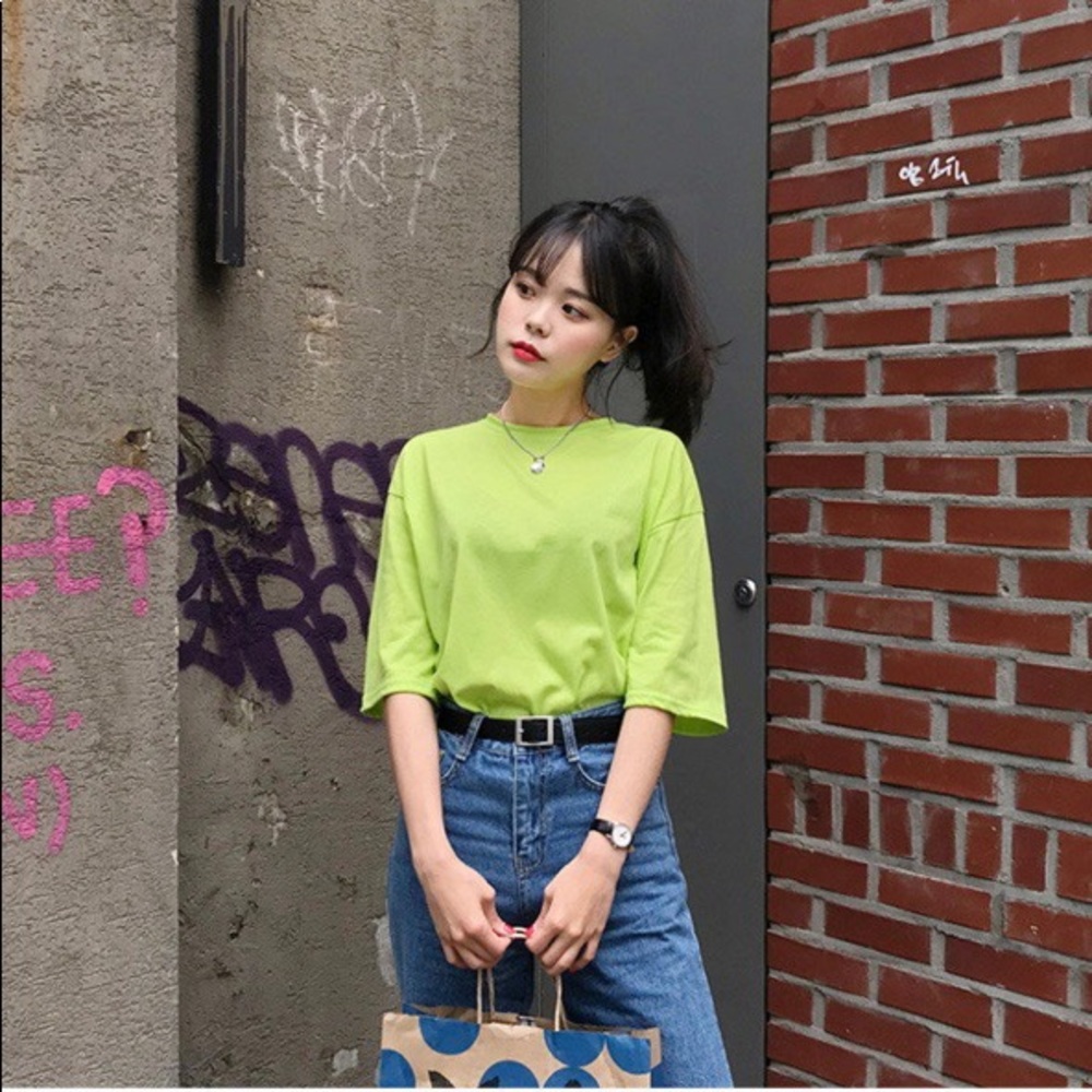 Light green oversized short sleeve crew neck